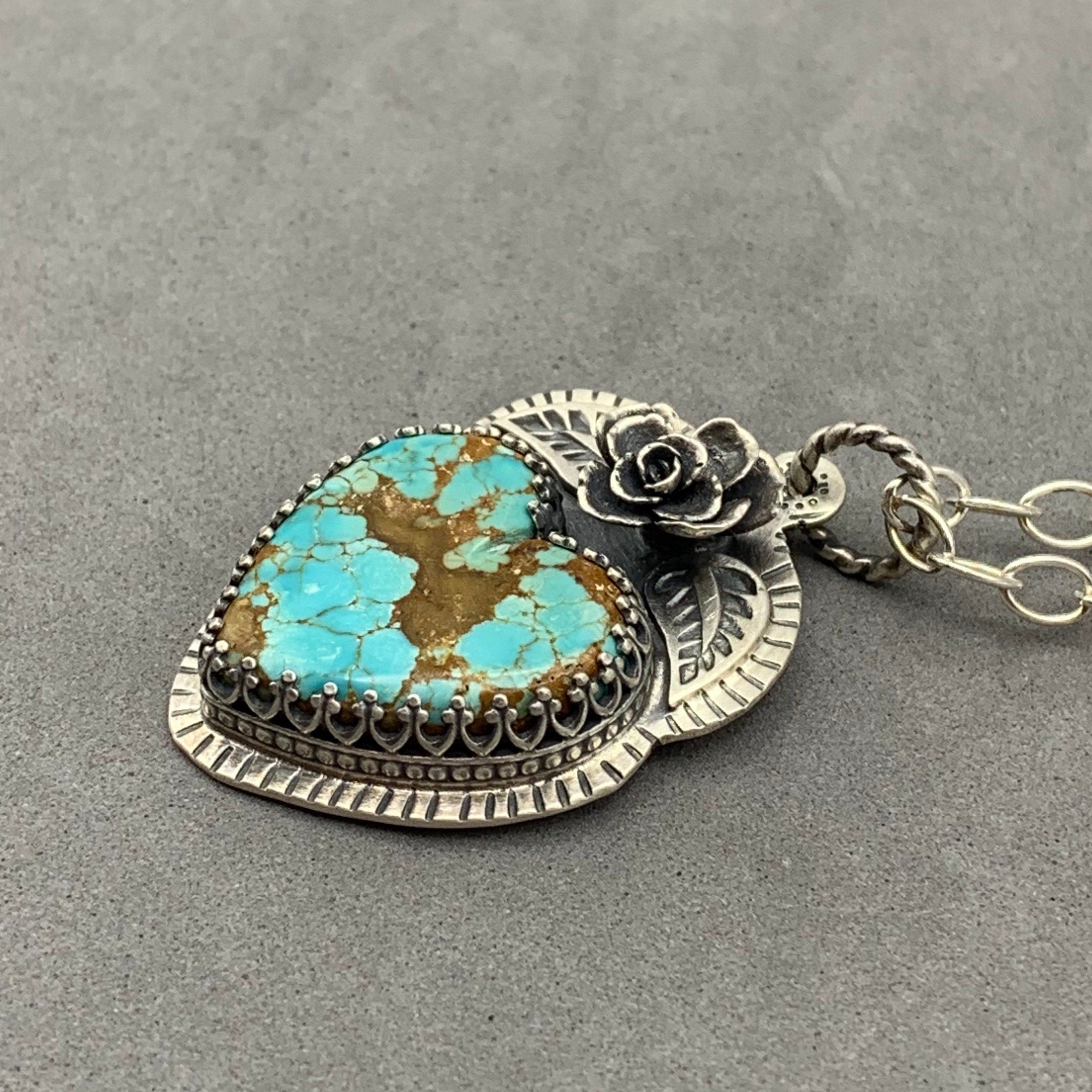 Botanical Turquoise Heart Pendant