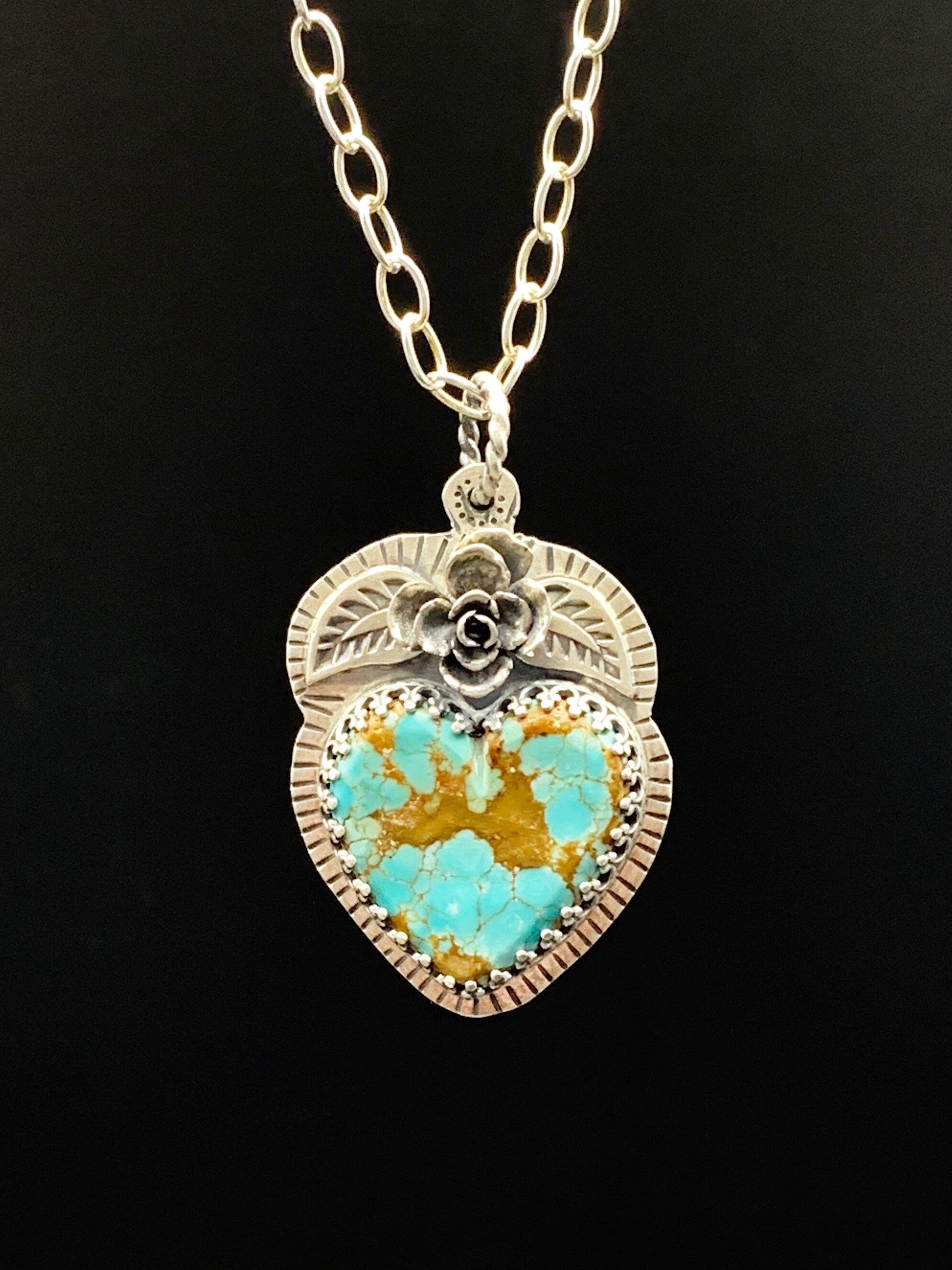 Botanical Turquoise Heart Pendant
