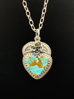 Load image into Gallery viewer, Botanical Turquoise Heart Pendant
