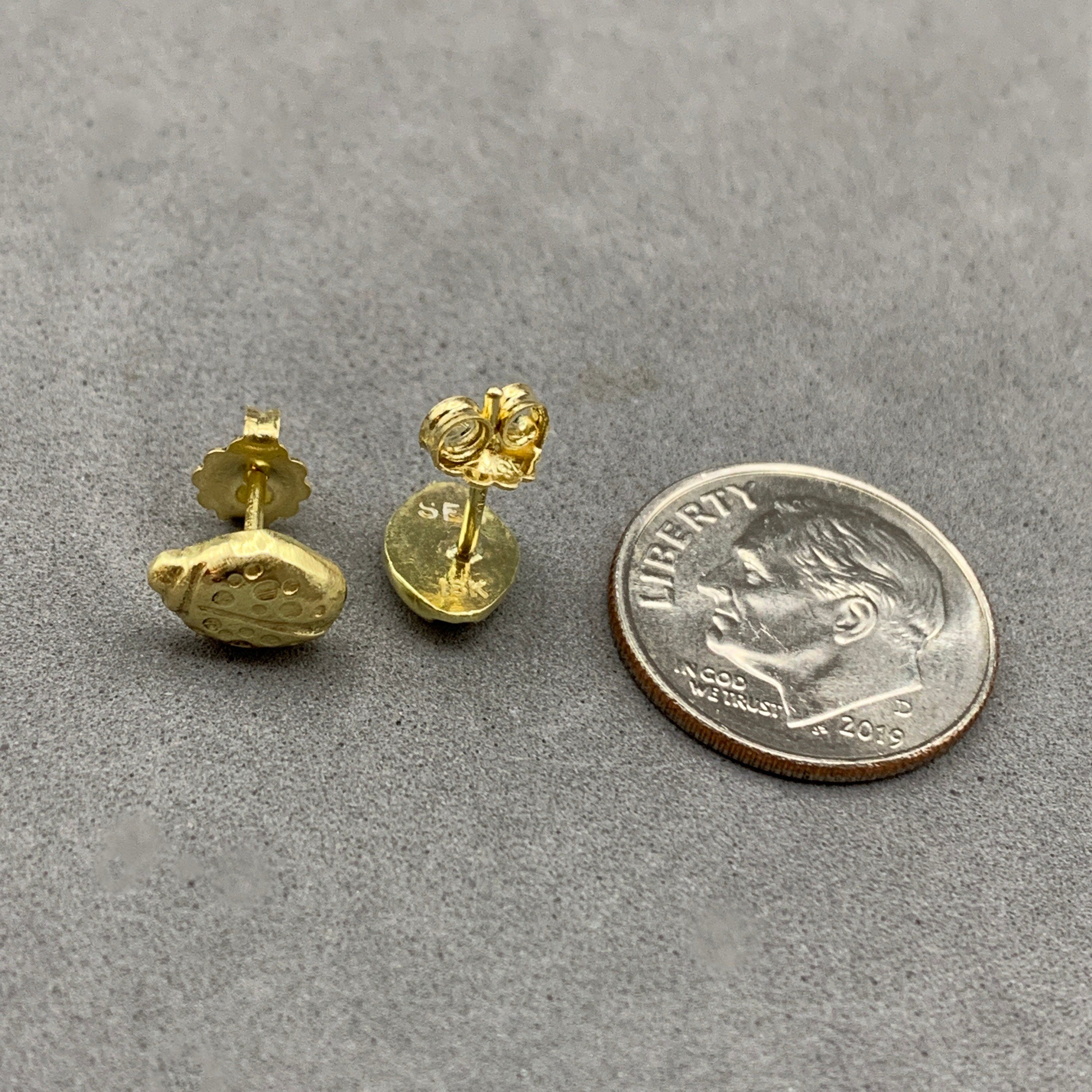 Gold Ladybug Stud Earrings