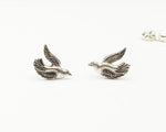 Load image into Gallery viewer, Tiny Bird Studs in Silver, bird earrings
