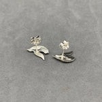 Load image into Gallery viewer, Tiny Bird Studs in Silver, bird earrings
