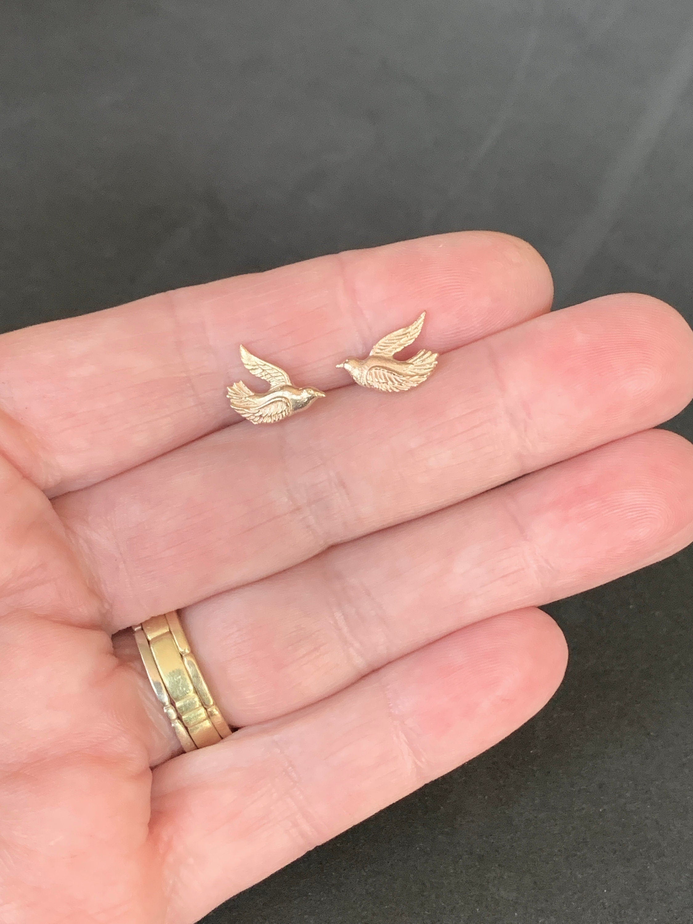 Tiny Bird Stud Earrings