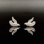 Load image into Gallery viewer, Tiny Bird Studs in Silver, bird earrings

