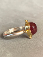Load image into Gallery viewer, Ruby Ring in 18K and Sterling Silver, high dome, July birthstone, solitare, engagement
