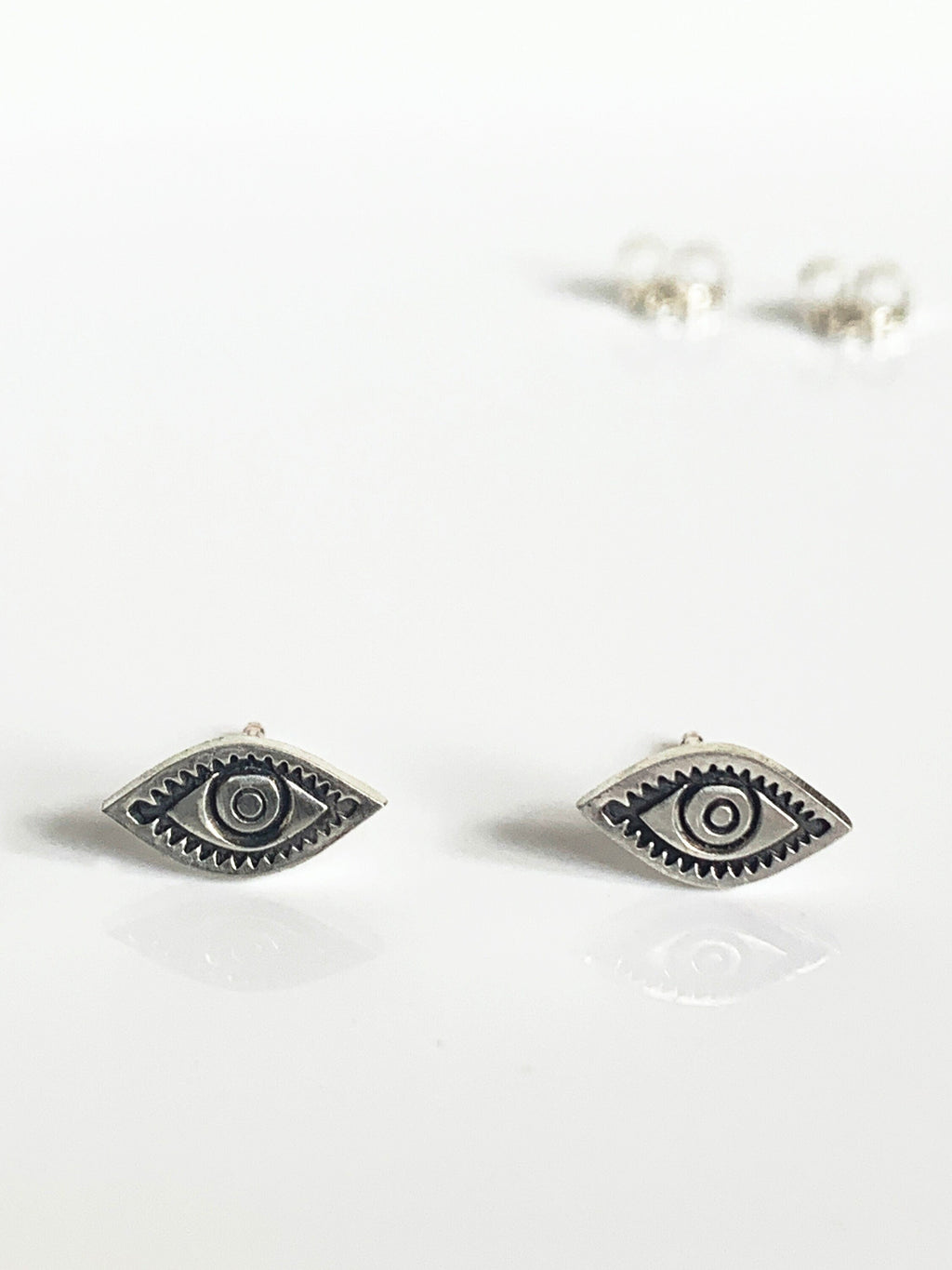 Hand stamped Eye studs in sterling silver