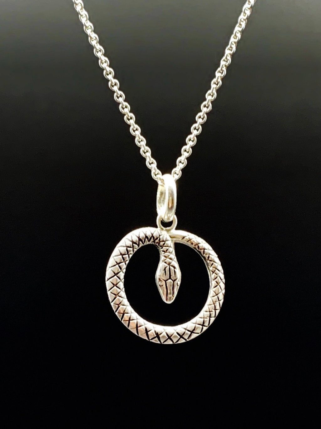 Snake pendant in sterling silver. Die stuck snake creates a circle in solid sterling silver. Vintage die!