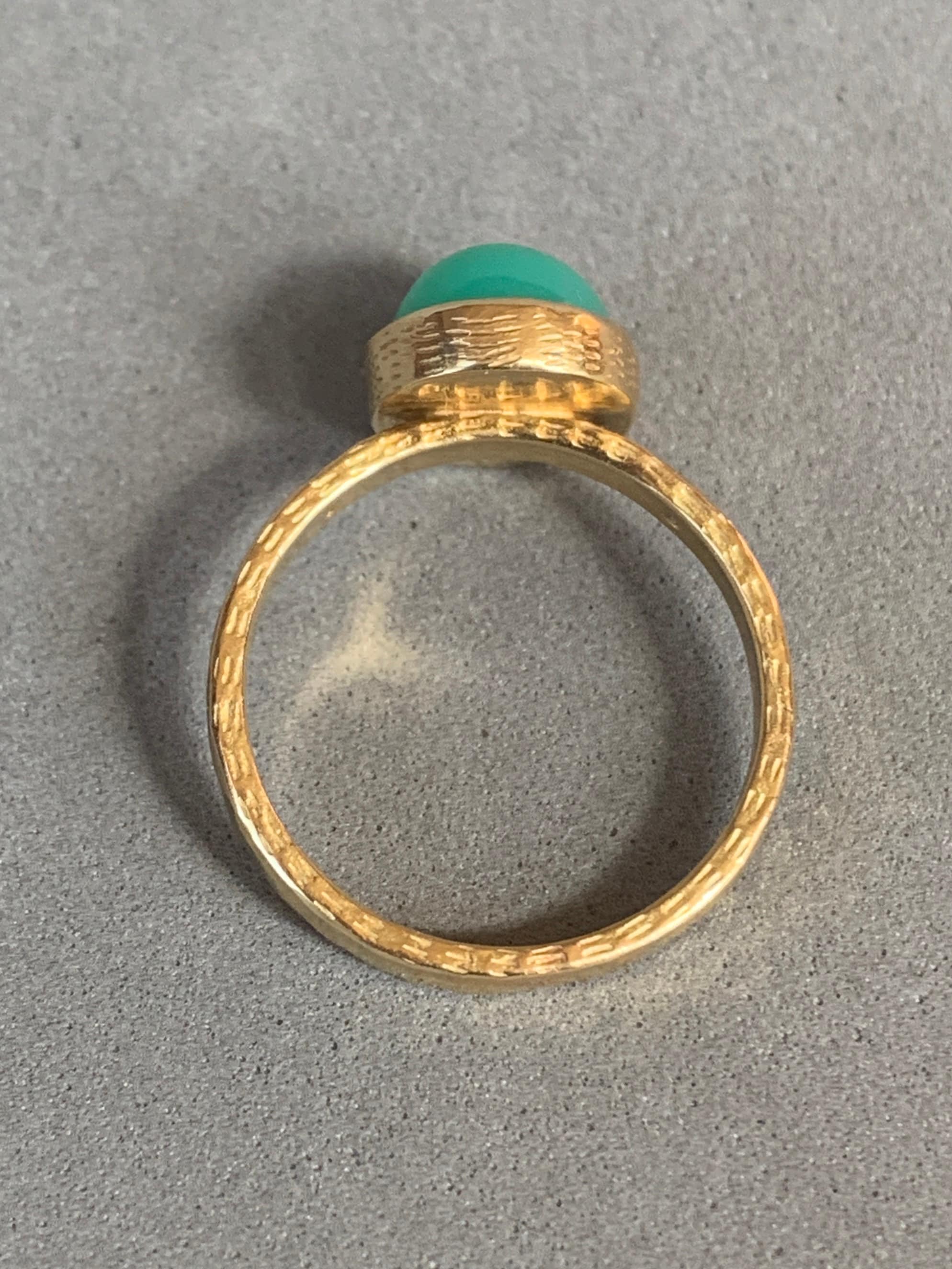 18K Gold Chrysoprase and Yellow Diamond Ring
