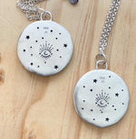 Load image into Gallery viewer, Athenian Owl pendant with Sapphires in sterling silver, ancient greek coin

