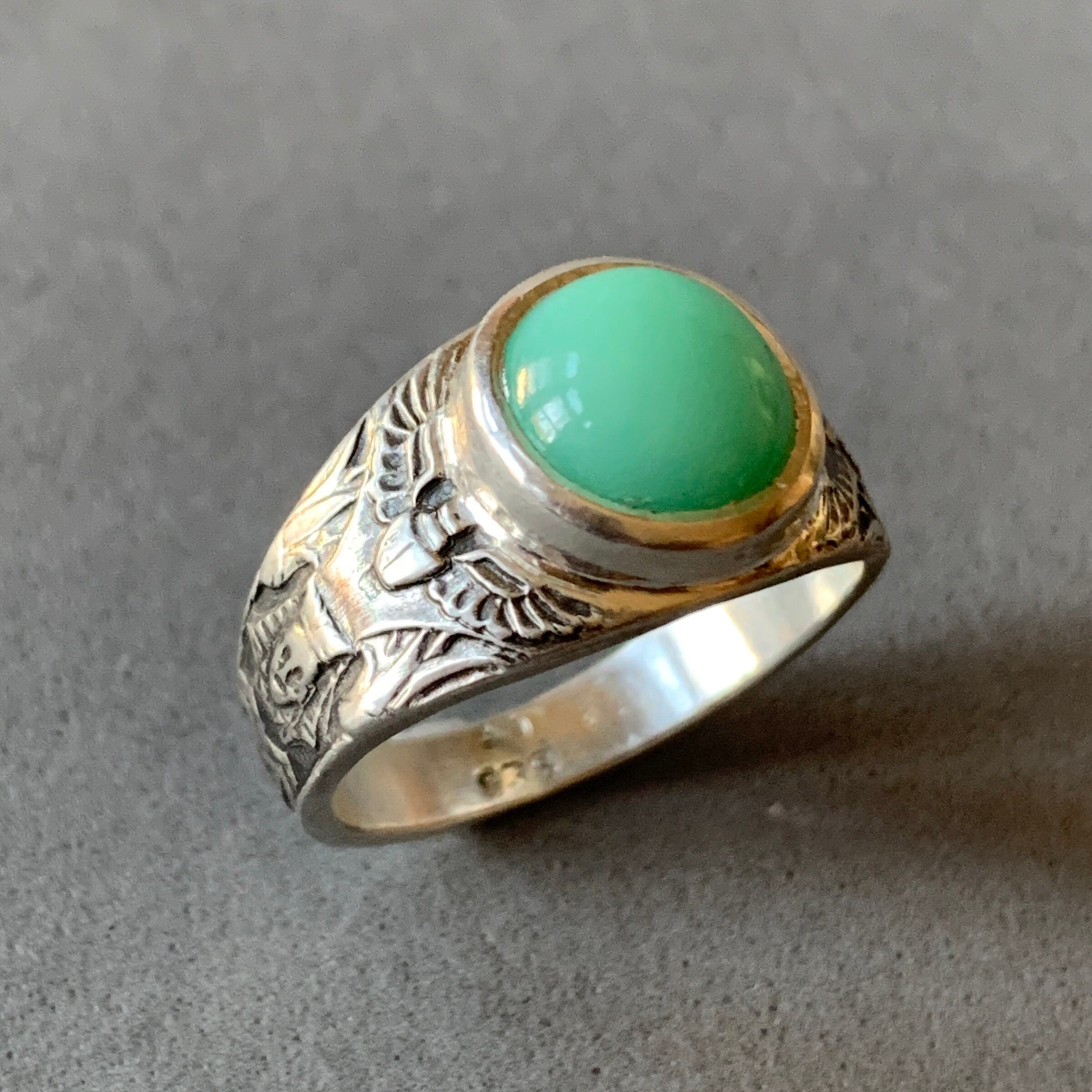 Egyptian Pharaoh Ring with Chrysoprase