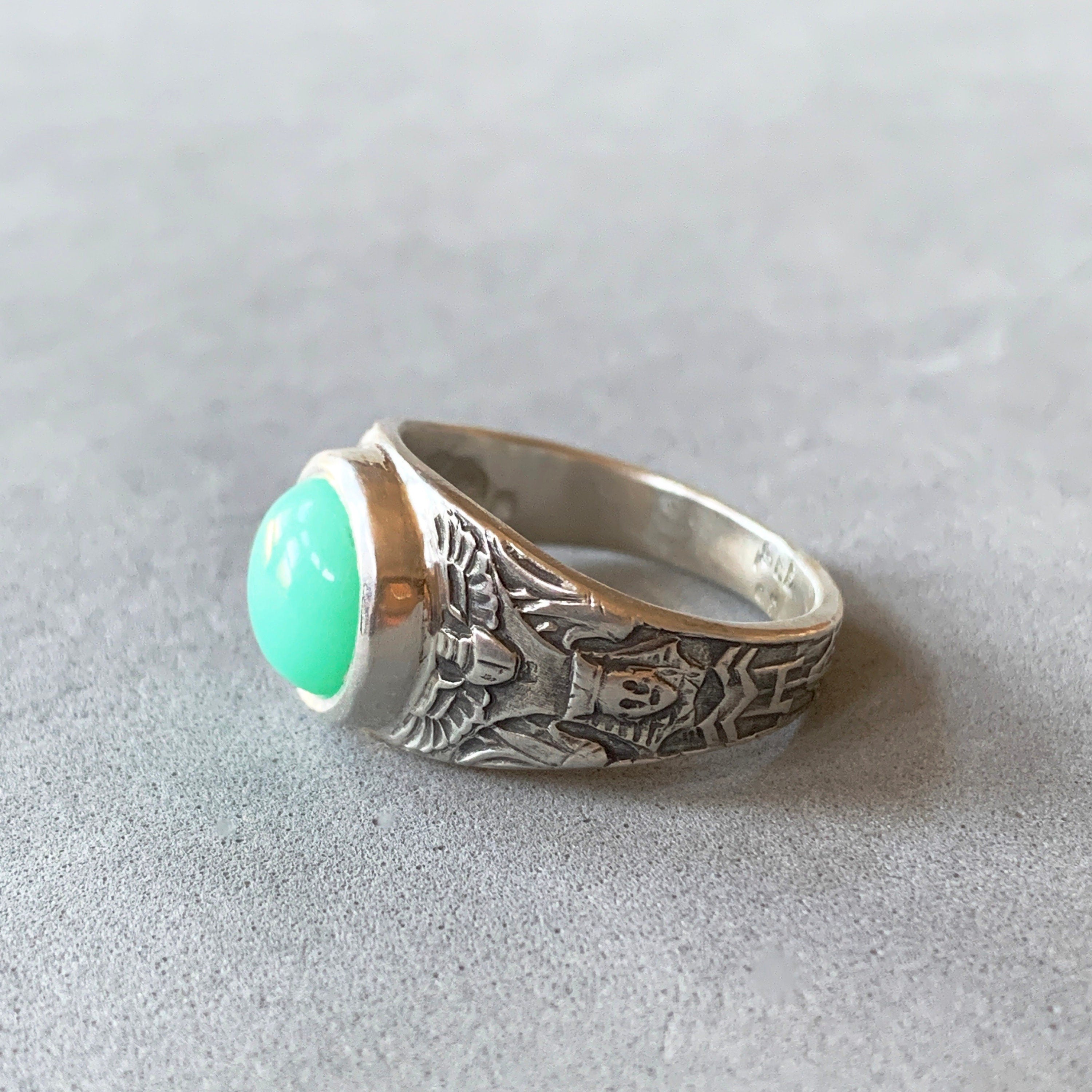 Egyptian Pharaoh Ring with Chrysoprase