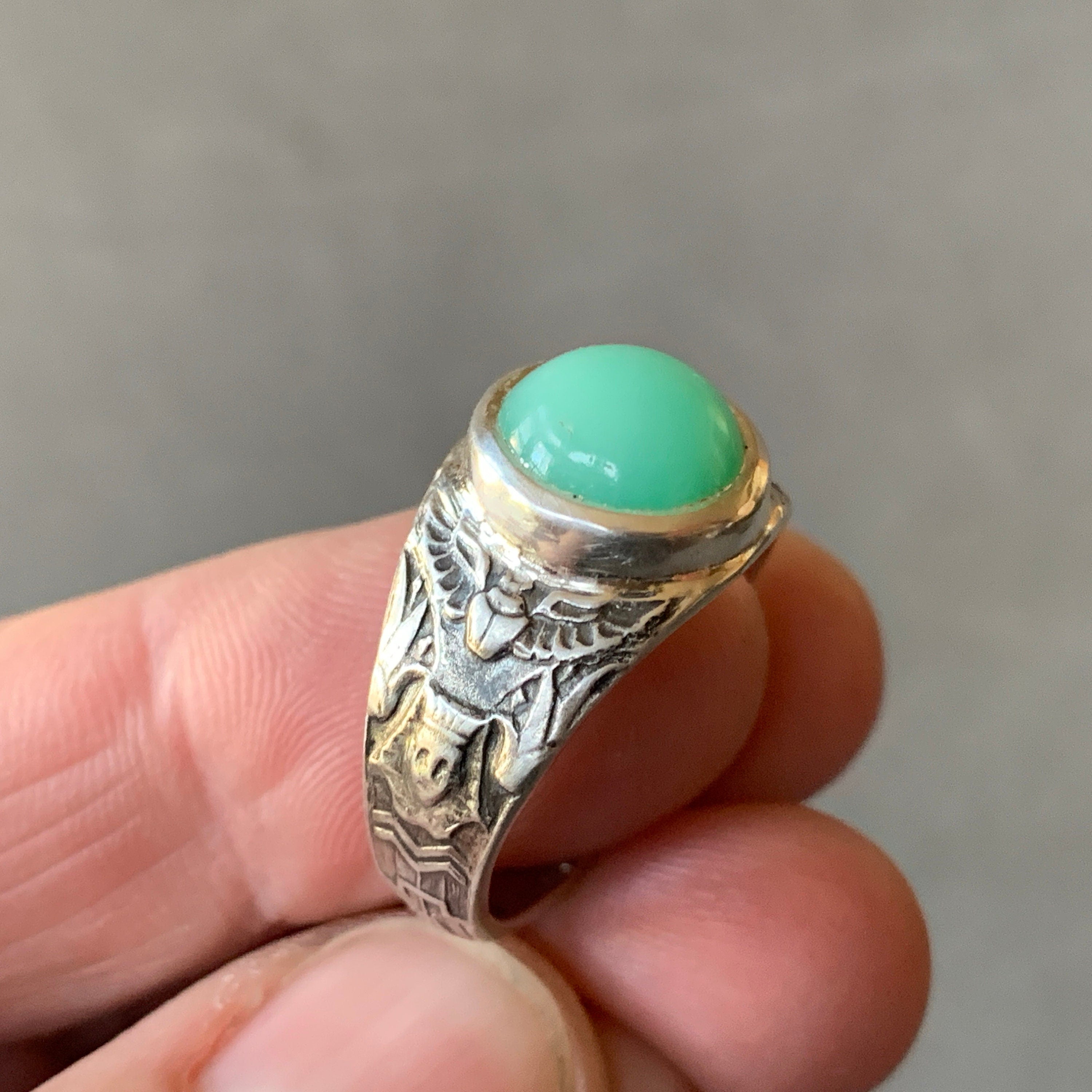 Egyptian Pharaoh Ring with Chrysoprase