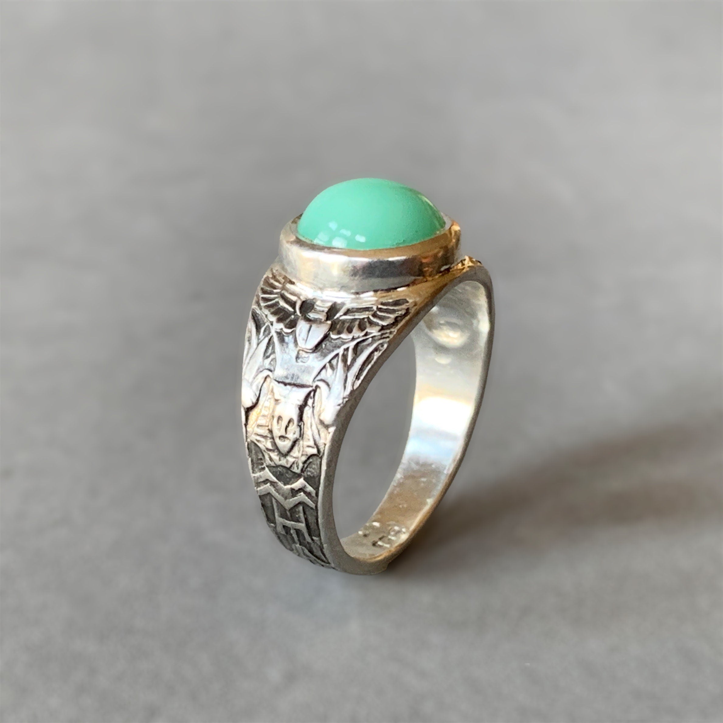 Egyptian Pharaoh Ring with Chrysoprase