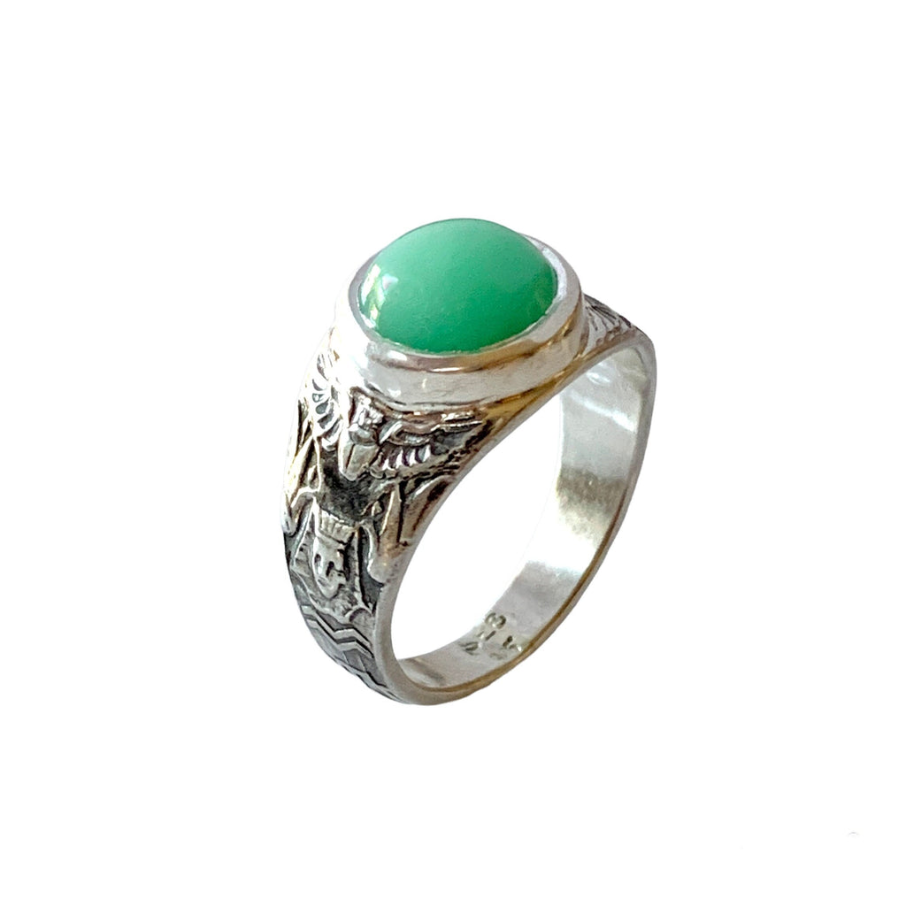 Egyptian Pharaoh Ring with Chrysoprase