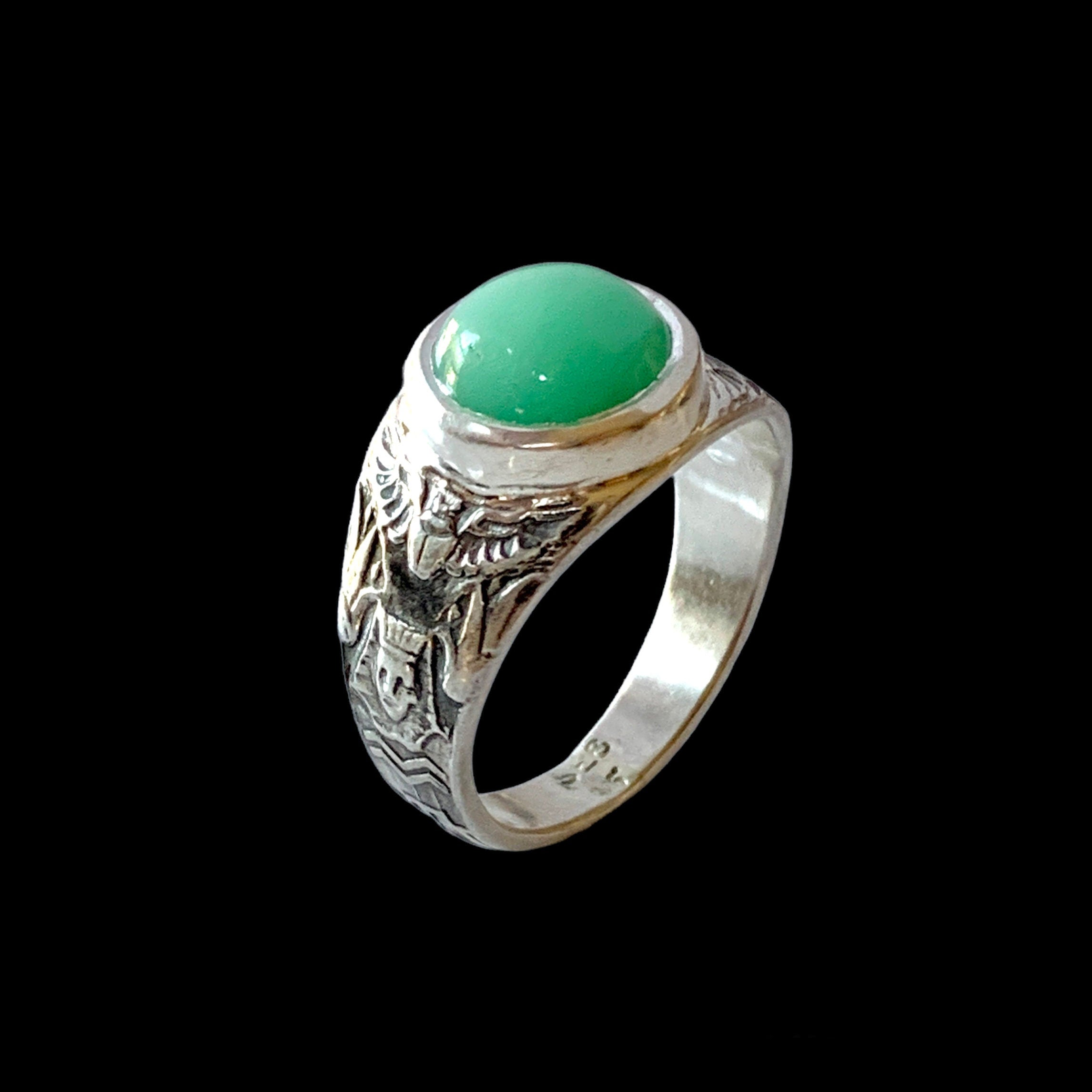 Egyptian Pharaoh Ring with Chrysoprase