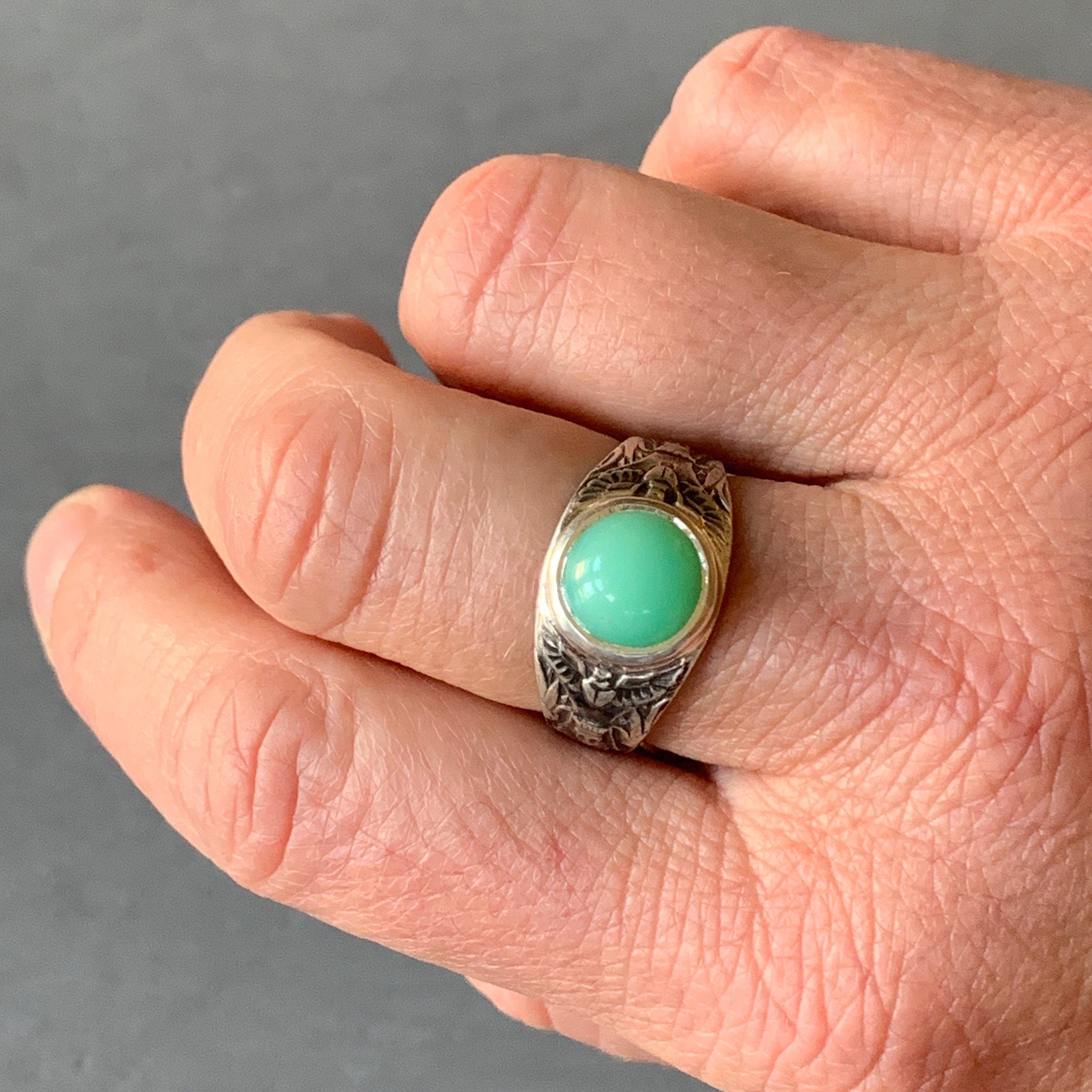 Egyptian Pharaoh Ring with Chrysoprase