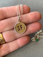 Load image into Gallery viewer, Vintage San Francisco Bus Token Pendant, MUNI token, bus fare, sterling silver
