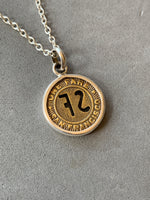 Load image into Gallery viewer, Vintage San Francisco Bus Token Pendant, MUNI token, bus fare, sterling silver
