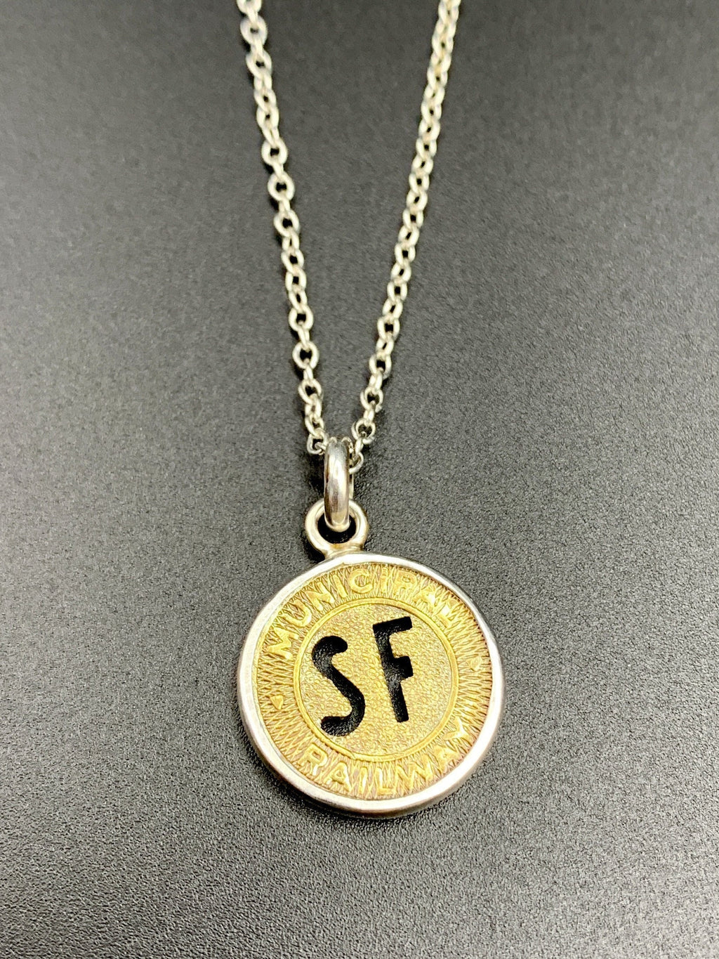 Vintage San Francisco Bus Token Pendant, MUNI token, bus fare, sterling silver