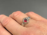 Load image into Gallery viewer, Art Deco Garnet ring in Sterling Silver, Rhodolite garnet, vintage die
