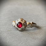Load image into Gallery viewer, Art Deco Garnet ring in Sterling Silver, Rhodolite garnet, vintage die
