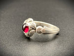 Load image into Gallery viewer, Art Deco Garnet ring in Sterling Silver, Rhodolite garnet, vintage die
