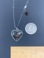 Load image into Gallery viewer, Peanut Obsidian Heart Pendant, heartbeat, sterling silver
