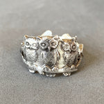 Load image into Gallery viewer, Owls on a Branch Ring in sterling silver, three owls, victorian
