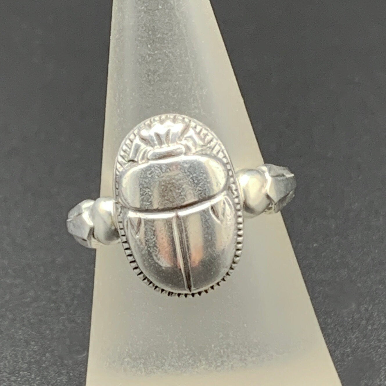 Art Deco Scarab Ring, Egyptain revival, sterling silver