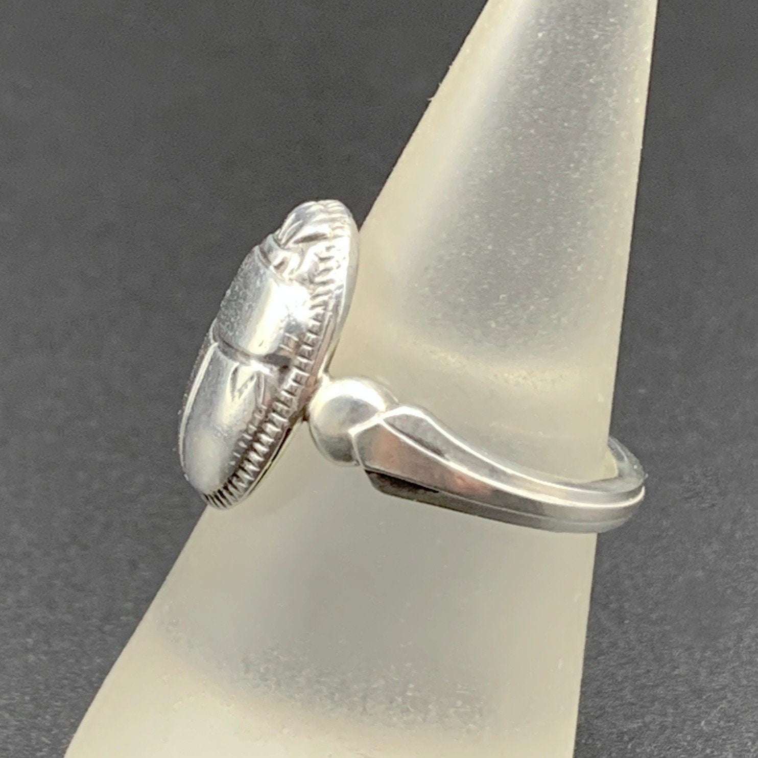 Art Deco Scarab Ring, Egyptain revival, sterling silver