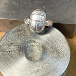 Load image into Gallery viewer, Art Deco Scarab Ring, Egyptain revival, sterling silver
