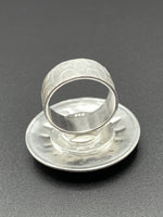 Load image into Gallery viewer, Jade Sunburst Cocktail Ring, Sterling Silver and 18K Gold, Mid Century Modern
