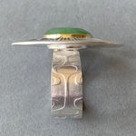Load image into Gallery viewer, Jade Sunburst Cocktail Ring, Sterling Silver and 18K Gold, Mid Century Modern
