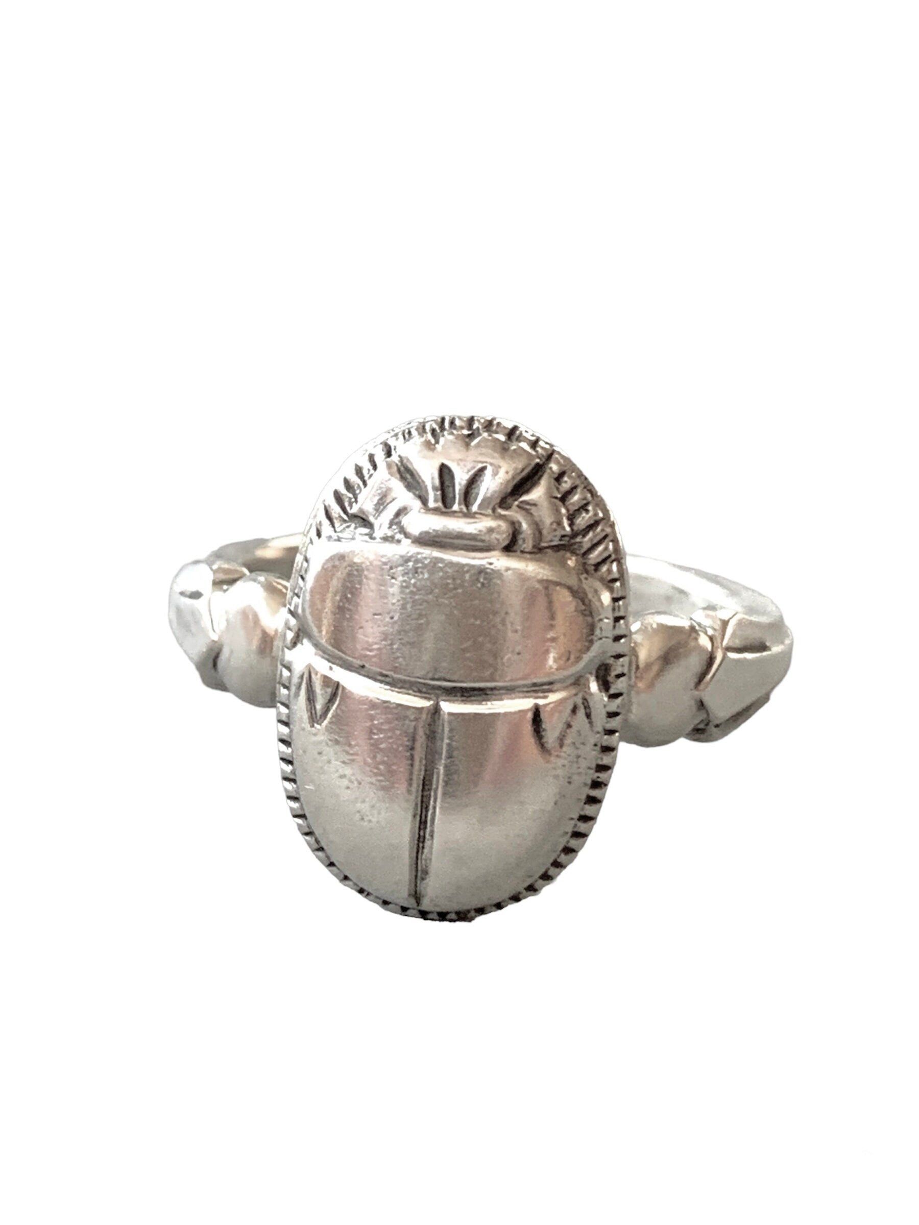 Art Deco Scarab Ring, Egyptain revival, sterling silver