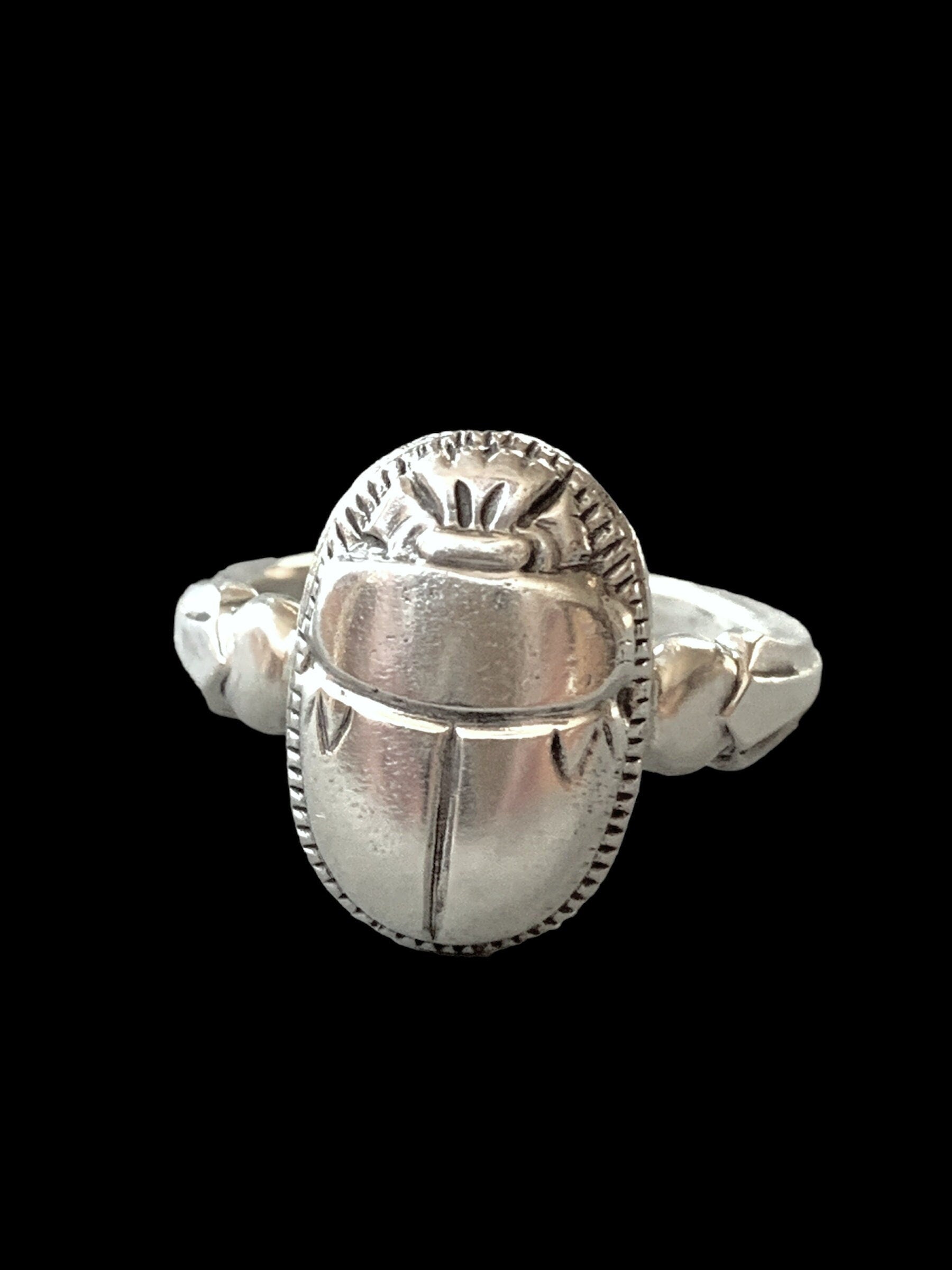 Art Deco Scarab Ring, Egyptain revival, sterling silver