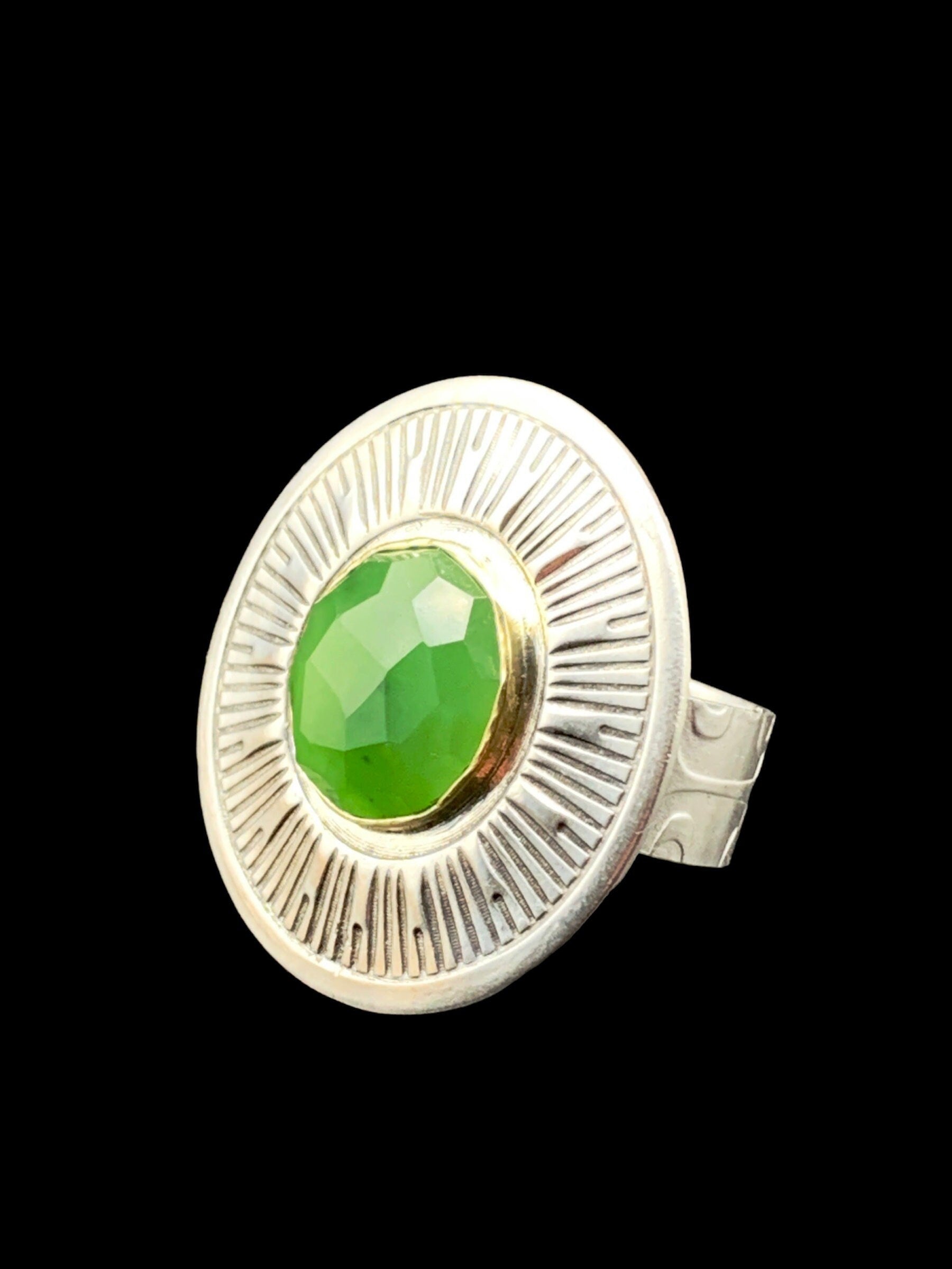 Jade Sunburst Cocktail Ring