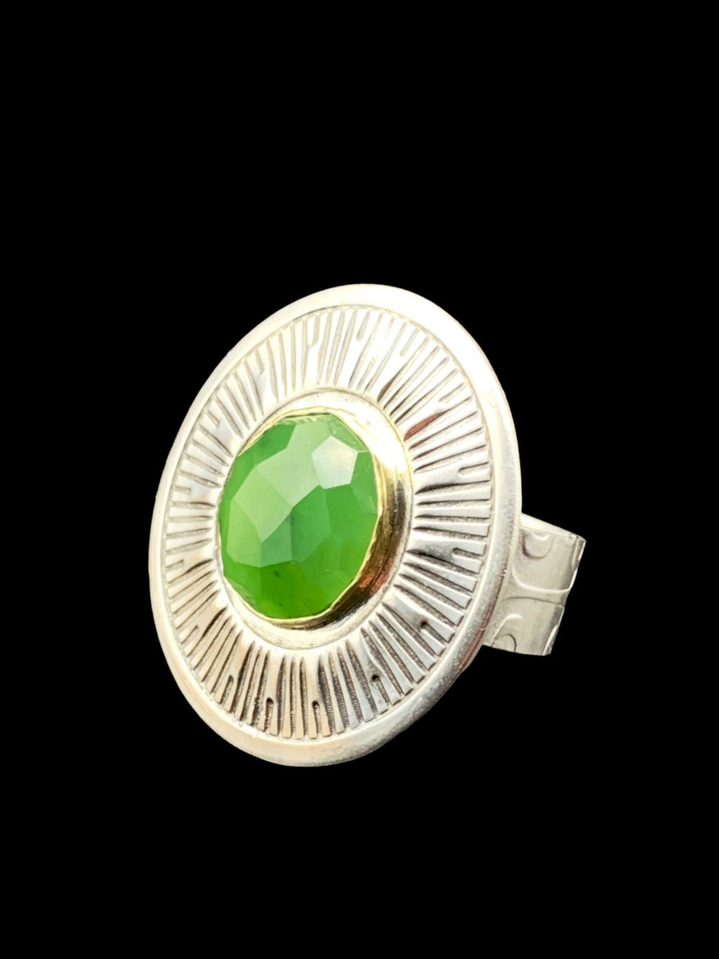 Jade Sunburst Cocktail Ring