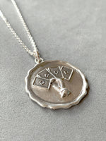 Load image into Gallery viewer, Get Lucky Pendant, Wax Seal, poker chip, sterling silver
