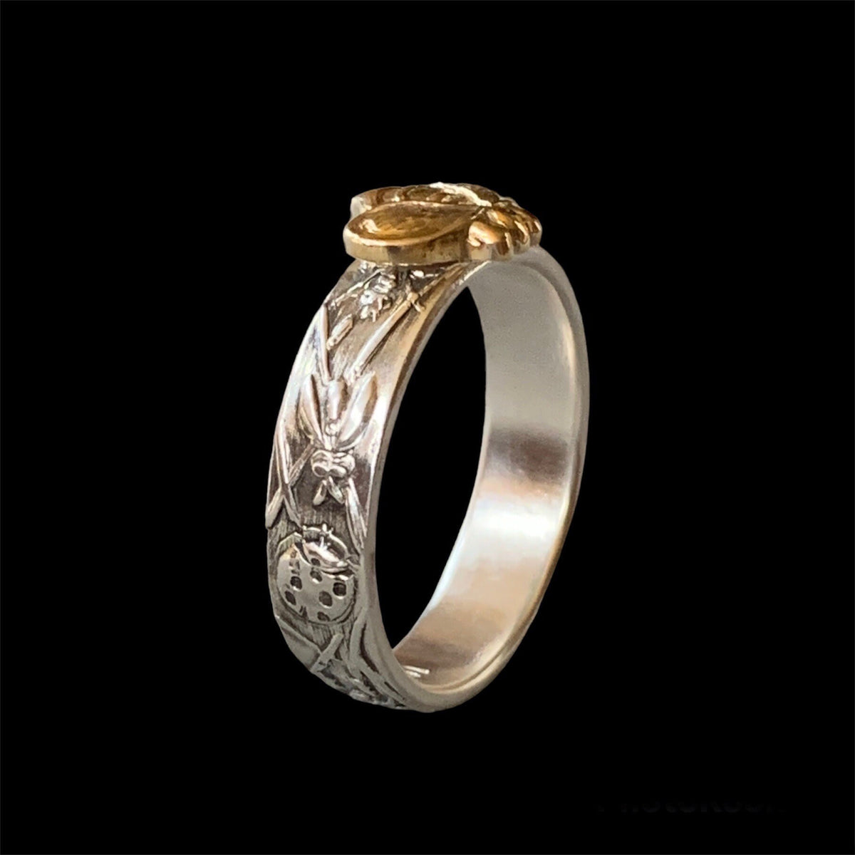 10K Gold Bee Ring: Sterling Silver Insect Band – jujubysarah