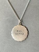 Load image into Gallery viewer, Get Lucky Pendant, Wax Seal, poker chip, sterling silver

