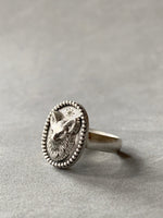 Load image into Gallery viewer, Sterling Silver Fox Signet Ring with Diamond - Size 4.25
