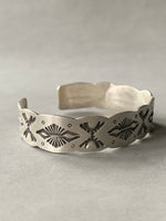 Load image into Gallery viewer, Stamped Cuff bracelet , sterling silver, handmade, navajo stamps
