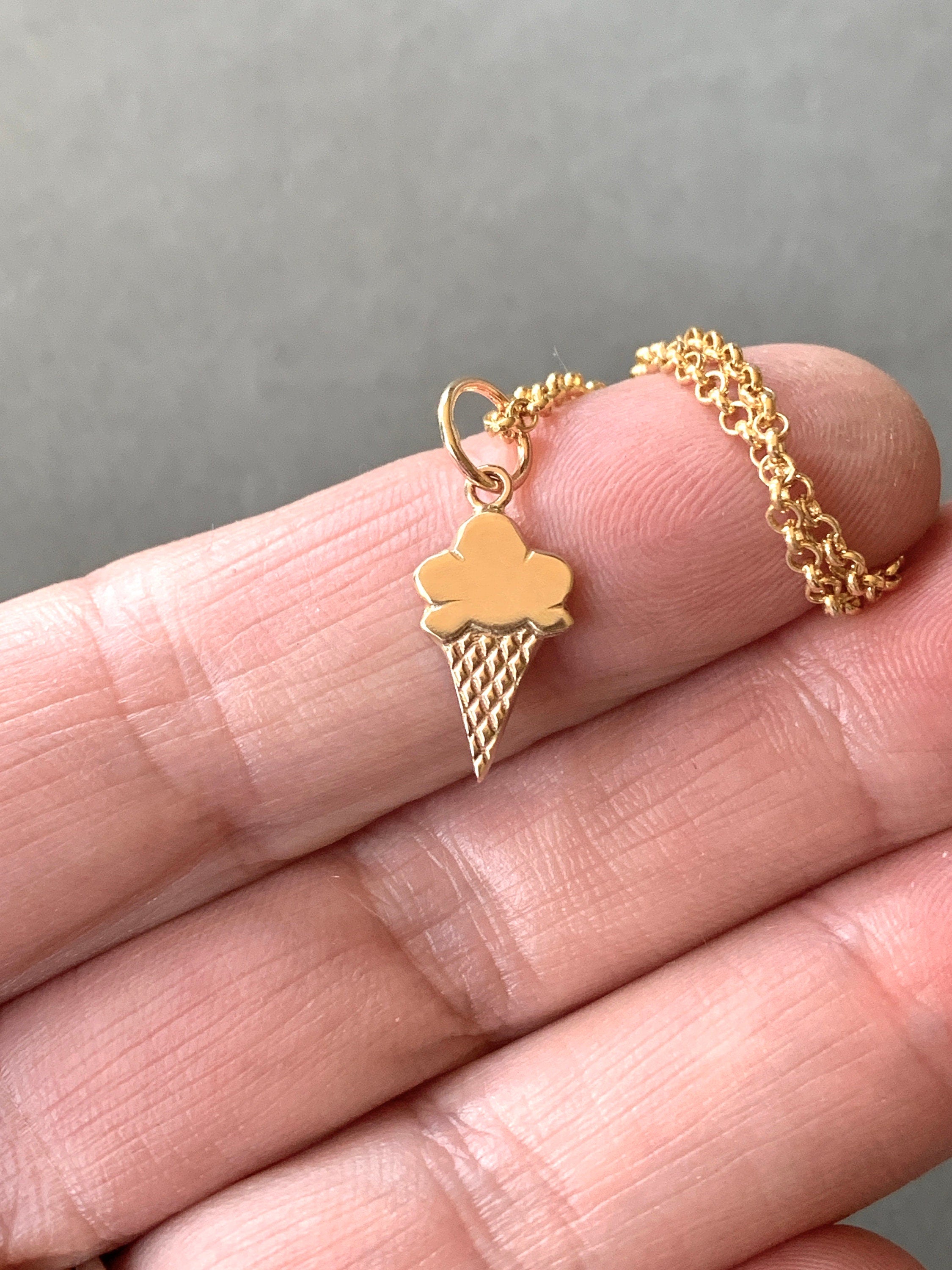 Gold Ice Cream Cone Charm