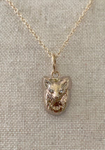 Load image into Gallery viewer, Gold Fox Charm with Diamond Eyes, 10K
