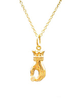 Load image into Gallery viewer, 14K Gold Hand Charm with Diamond, Victorian Hand, gold charm
