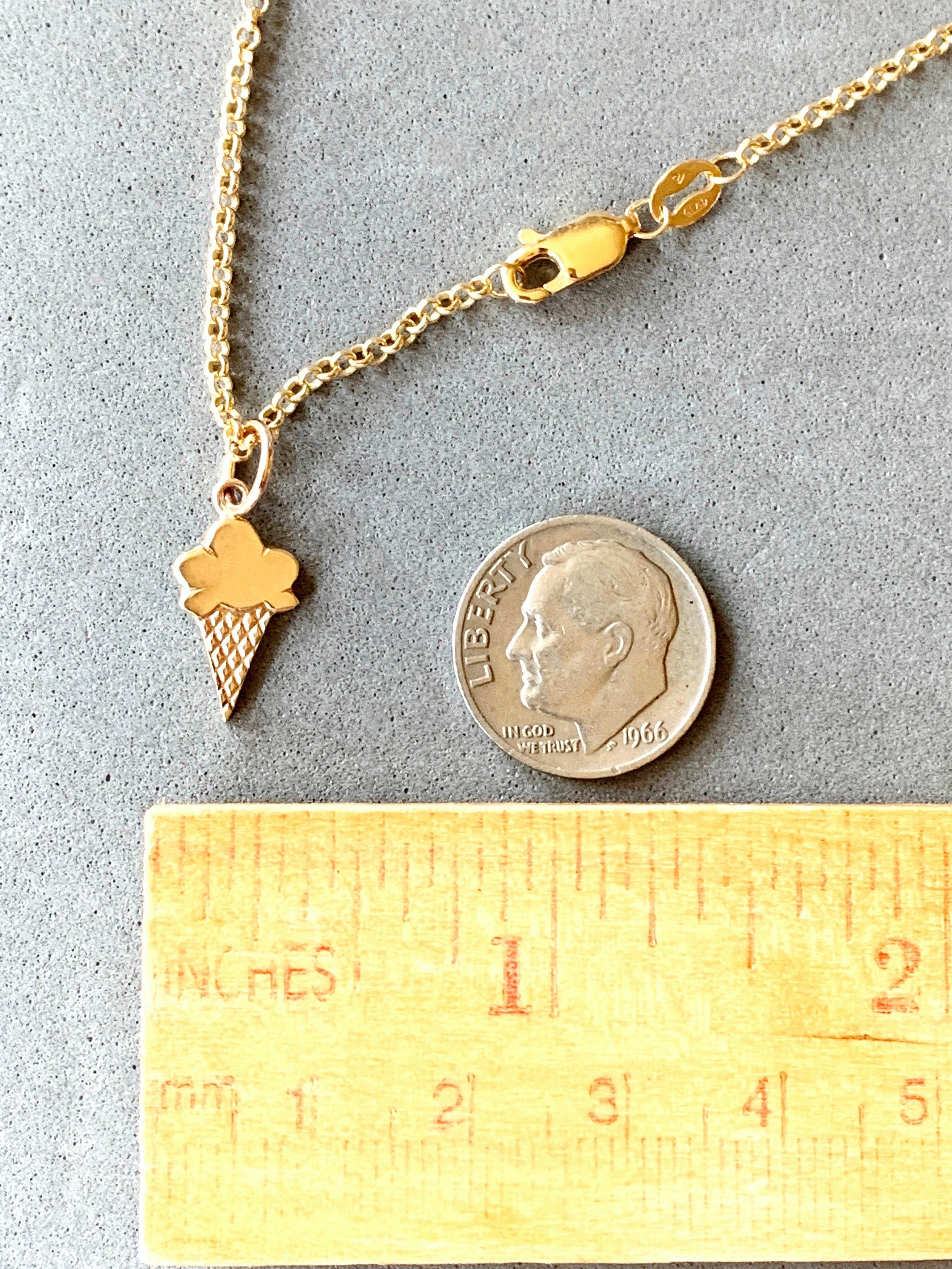 Gold Ice Cream Cone Charm