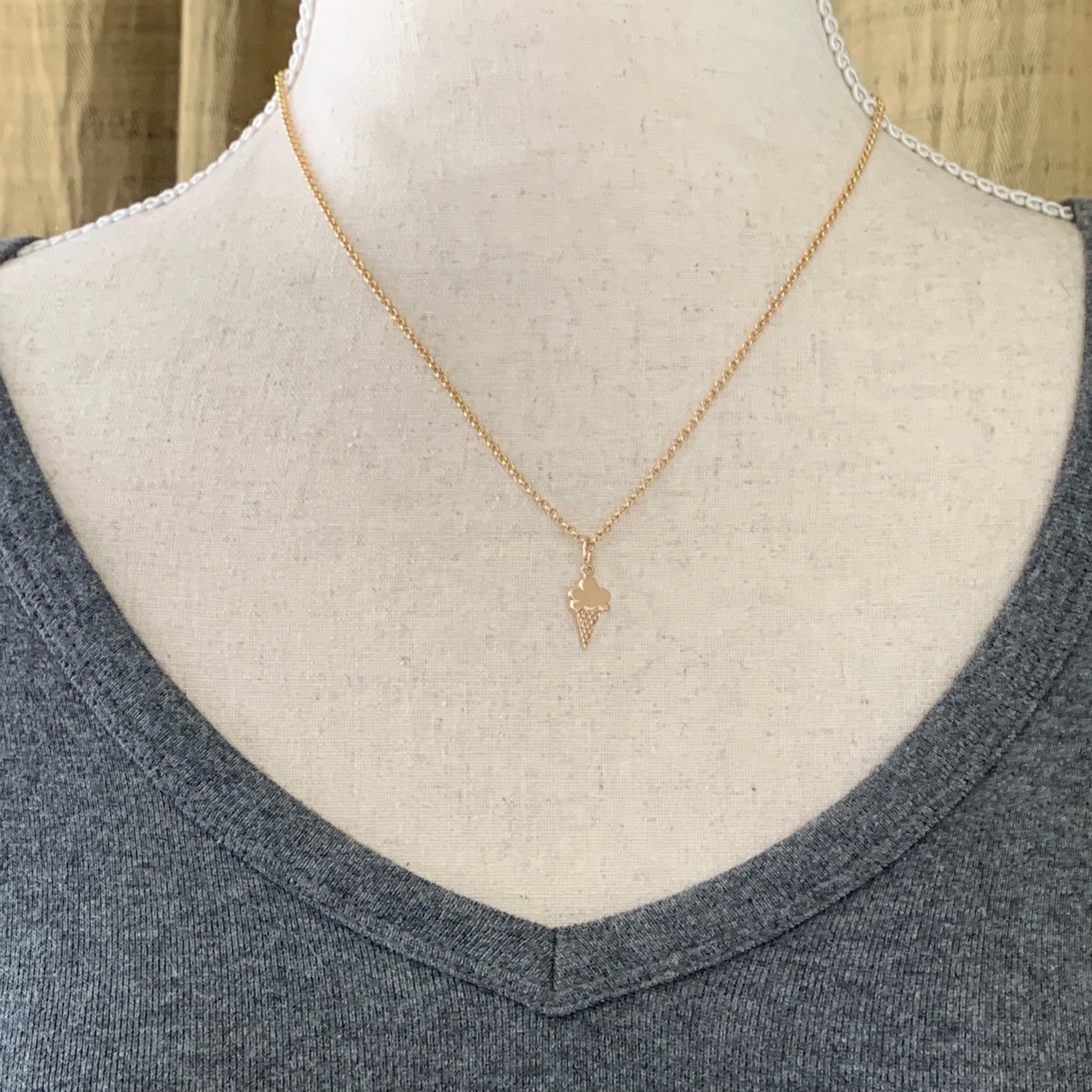Gold Ice Cream Cone Charm
