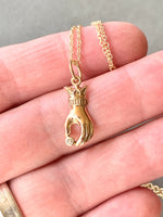 Load image into Gallery viewer, 14K Gold Victorian Hand Charm with Diamond
