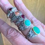 Load image into Gallery viewer, Lotus Signet ring with pink Tourmaline
