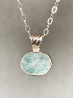 Load image into Gallery viewer, Natural Aquamarine Pendant in Sterling Silver, raw stone, birthstone
